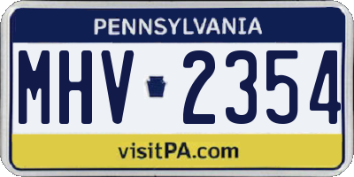 PA license plate MHV2354