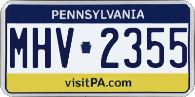 PA license plate MHV2355