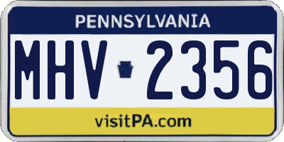 PA license plate MHV2356