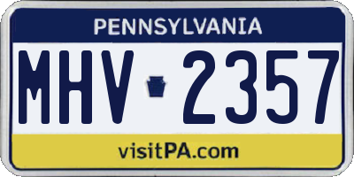 PA license plate MHV2357