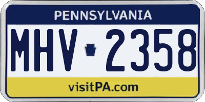 PA license plate MHV2358
