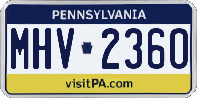 PA license plate MHV2360