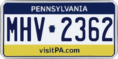 PA license plate MHV2362