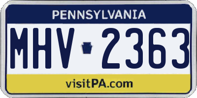 PA license plate MHV2363