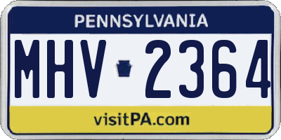 PA license plate MHV2364