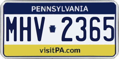 PA license plate MHV2365