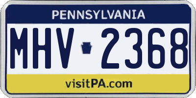 PA license plate MHV2368