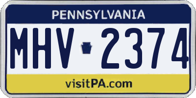 PA license plate MHV2374