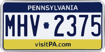 PA license plate MHV2375