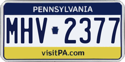 PA license plate MHV2377