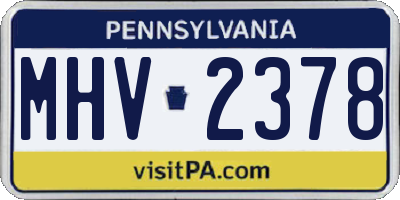 PA license plate MHV2378