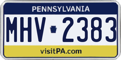 PA license plate MHV2383