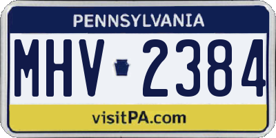 PA license plate MHV2384