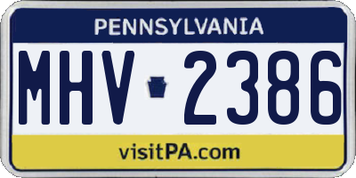 PA license plate MHV2386