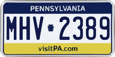 PA license plate MHV2389