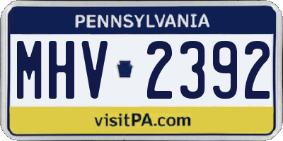 PA license plate MHV2392