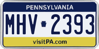 PA license plate MHV2393