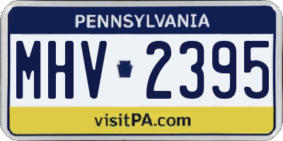 PA license plate MHV2395