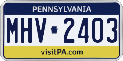 PA license plate MHV2403