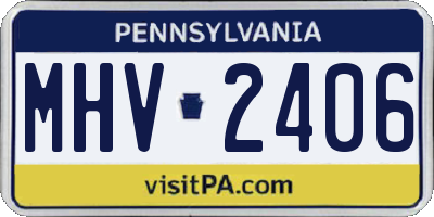 PA license plate MHV2406