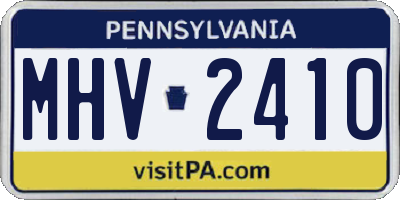 PA license plate MHV2410