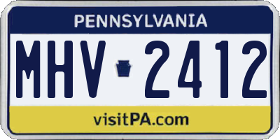 PA license plate MHV2412