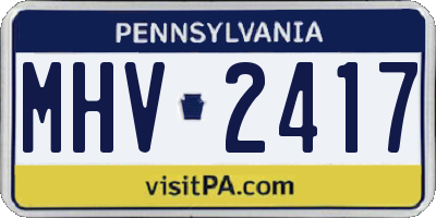 PA license plate MHV2417