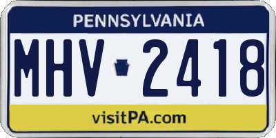 PA license plate MHV2418