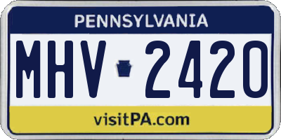 PA license plate MHV2420