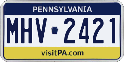 PA license plate MHV2421