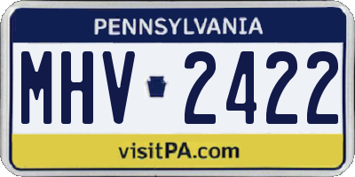 PA license plate MHV2422