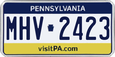 PA license plate MHV2423