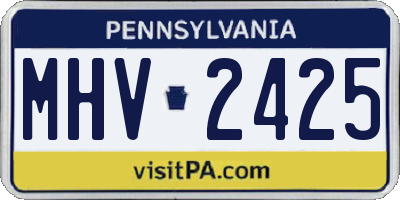 PA license plate MHV2425