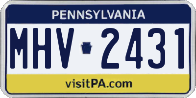 PA license plate MHV2431