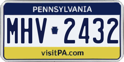 PA license plate MHV2432