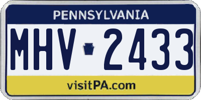 PA license plate MHV2433