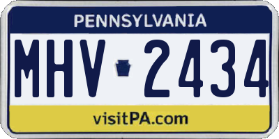 PA license plate MHV2434