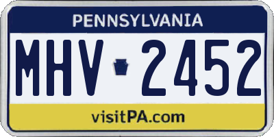PA license plate MHV2452