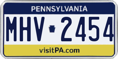 PA license plate MHV2454