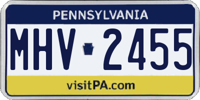 PA license plate MHV2455