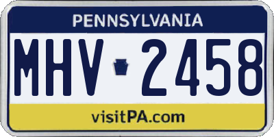PA license plate MHV2458