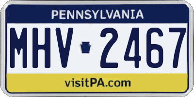 PA license plate MHV2467