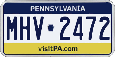 PA license plate MHV2472