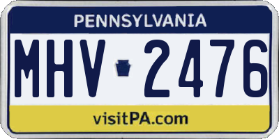 PA license plate MHV2476
