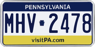 PA license plate MHV2478