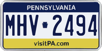 PA license plate MHV2494