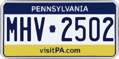 PA license plate MHV2502