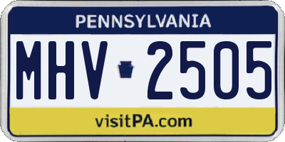 PA license plate MHV2505