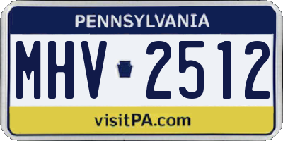 PA license plate MHV2512