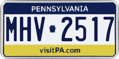 PA license plate MHV2517